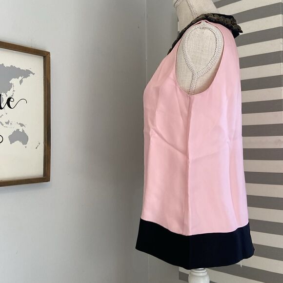 Kate Spade Pink & Black Jeweled Embellished Chic Peter Pan Collar Blouse Size 6 - Picture 5 of 9